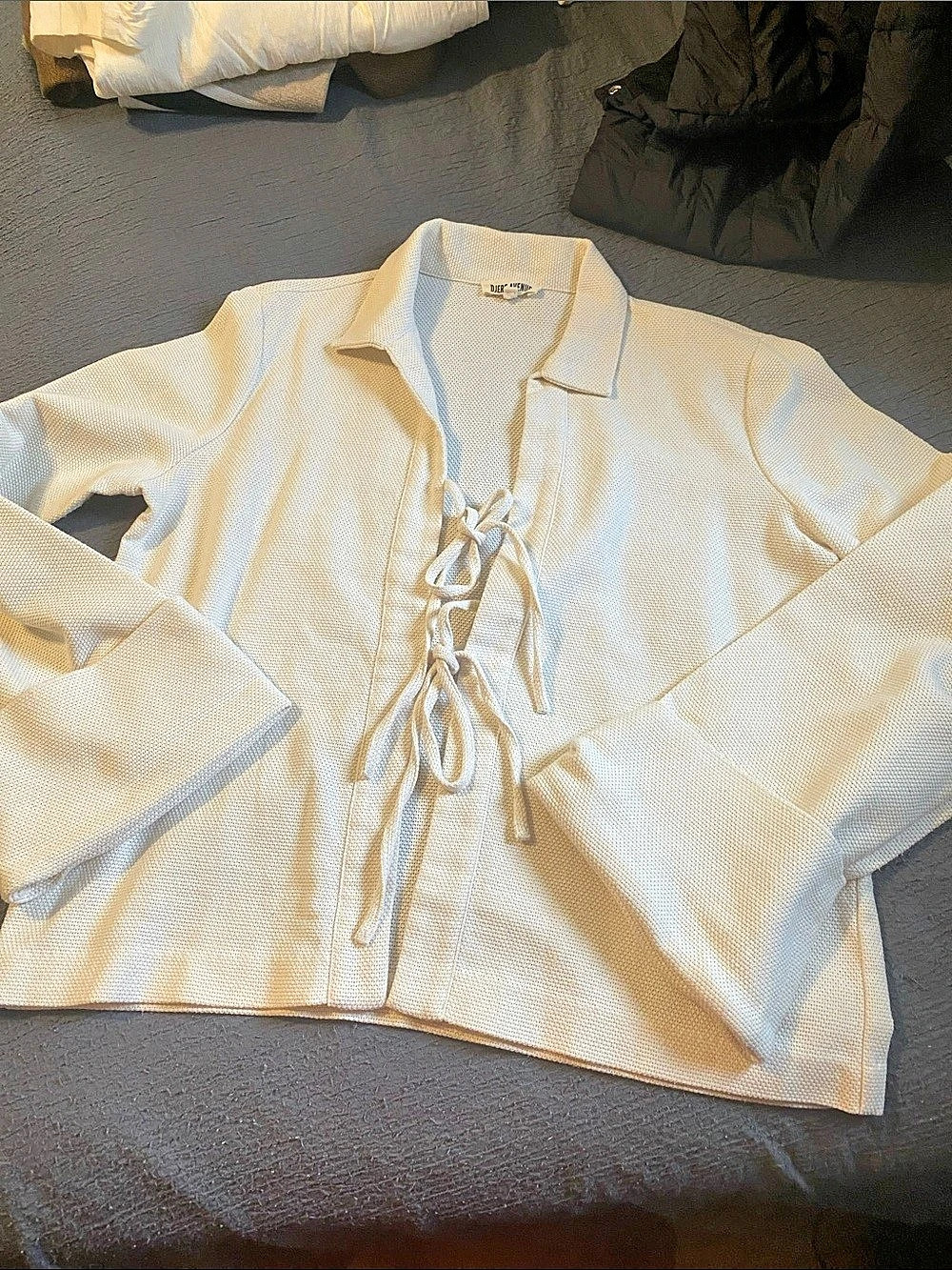 Djerf AVENUE Lace-Up Blouse in White Like New